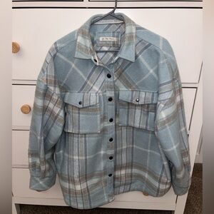 free people cabin cozy button plaid jacket